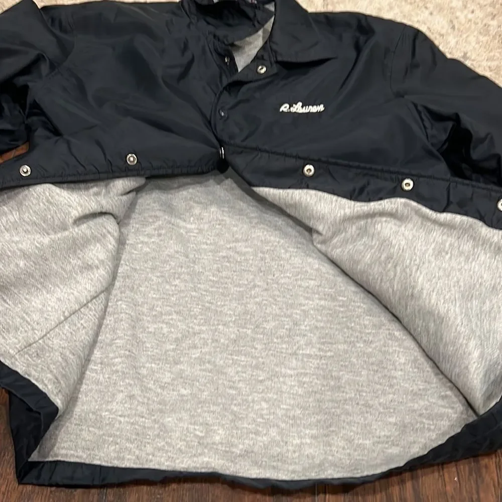 Vtg Polo Jeans Co fleece lined Windbreaker Jacket Size M spell out on back EUC